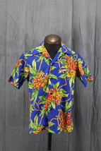 Vintage Hawaiian Shirt - Blue with Cluster Flower Pattern Sears Hawaii -... - $1,047.00 MXN