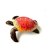 Red Brown Turtle Jeweled Swarovski Crystal Trinket Box Amphibian - £27.77 GBP