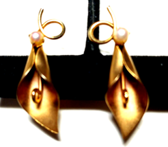 Vintage Copper Color CALLA LILY Clip on earrings - £12.56 GBP