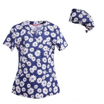 Women&#39;s Print Scrub top and matching Surgical Cap - £23.13 GBP