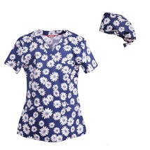 Women&#39;s Print Scrub top and matching Surgical Cap - £21.66 GBP