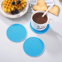 3 Silicone Heat Cup Coaster Mat Resistant Round Coasters Insulation Non-... - £4.97 GBP