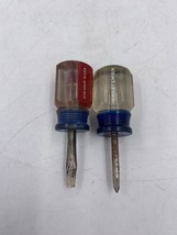 Craftsman Stubby Screwdrivers Set of 2 Phillips and Flat Head Made in USA - £9.54 GBP