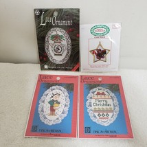 Designs For Needle Lace Ornament Counted Cross Stitch Lot of 4, Stocking... - $8.20