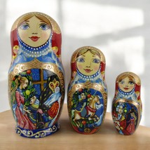 Nesting Dolls 5.9&quot; 3 Piece, Blue Nutcracker Fairytale Set Russian Matryoshka - $56.09