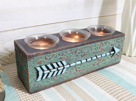 Southwestern Tribal Indian Turquoise Arrow Decorative 3 Votives Candle H... - $570.90 MXN