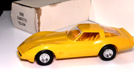 Vintage 1980 Chevy Chevorlet Corvette Yellow Dealer Promo Model Car w/box - £15.53 GBP