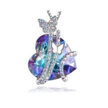 Elegant Fashion Creative Heart Shape Ladies Necklace Luxury Crystal Pendant- New - £13.36 GBP