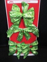 6 Lime Green Shimmer Wire Edge Mini Bows Christmas Gift Package - £10.21 GBP