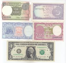 USA, India, Nepal, Egypt, Pakistan, Lot of 5, Different Banknotes, Colle... - $13.44