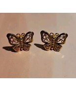 Gold Tone Butterfly Stud Earrings - $15.05