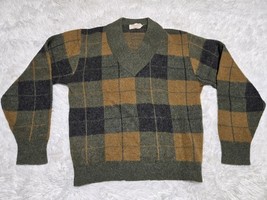 Vintage Hudson’s GLASGO XL Sweater Wool Mohair V-Neck Pullover NWOT Chec... - €96,06 EUR