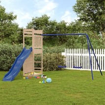 Outdoor Garden Kids Childrens Wooden Playset Play Frame With Slide &amp; Swings Wood - £382.84 GBP