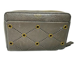 Fossil Brown Leather Zip Around Clutch Wallet Issue No.1954 8in Gray - $13.80