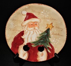 Maxcera Woodland Santa and Christmas Tree 8&quot; Round Salad Plate - £12.04 GBP