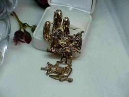 Vtg Cactus Saddle Sheriff Badge Cowboy Boot Star Dangle Goldtone Brooch ... - $466.65 MXN