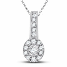 10kt White Gold Womens Round Diamond Oval Pendant 1/4 Cttw - £170.18 GBP