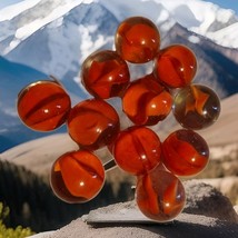 Vintage Lot Of 11 Dark Orange Cats Eye Marbles Translucent  Nice  (Ref 76) - $240.64 MXN
