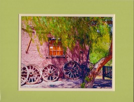 Calico Ghost Town Wagon Wheels by Barbara Snyder Western Double Matted 11x14 - £27.08 GBP