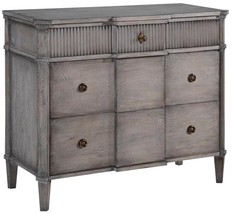 St Denis Console Chest of Drawers Greige Wood Distressed 3 Drawers Soft Glide - £2,029.56 GBP