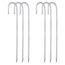6 Pcs 16&quot; Rebars Stakes, J Hook Ground Stakes, Steel Tent Stake, Silver ... - £14.97 GBP