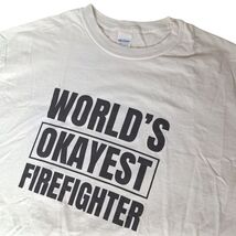 Gildan "Okayest Firefighter" Novelty Graphic Tee XL Sarcastic Funny Gift - $19.81