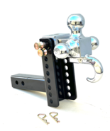 Adjustable Tri-Ball Trailer Hitch 6&quot; Drop Raise w/ Hook  2&quot; Solid Shank ... - $107.51