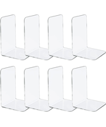 Jekkis 8Pcs Clear Bookends Acrylic Book Ends for Shelves Heavy Duty Book... - £18.09 GBP
