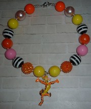 Tigger Inspired Enamel Pendant Chunky Bubble Gum Bead Necklace for Girls  - $20.00