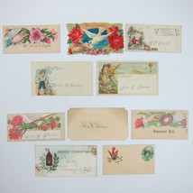 Antique Ephemera Lot 10 Victorian Calling Cards Dove Hot Air Balloon Christmas - £15.68 GBP