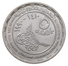1410-1990 Egypt 5 Pounds Silver Coin in BU, Union of African Parliaments... - £38.17 GBP