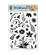 Clear Stamp Set Of 32 Acrylic Wildflowers Card Making Crafts Art Project... - £9.47 GBP