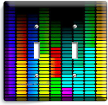 Colorful Audio Equalizer 2 Gang Light Switch Plates Home Room Music Studio Decor - £10.96 GBP
