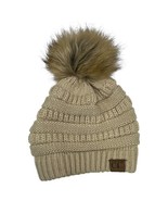 CC Beanie Womens Crochet Knit Furry Pompom Hat Boho 70s Grannycore Retro... - $24.35 CAD