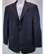 VR6) Stafford Men&#39;s Suit Jacket Black Dark Navy Blue 42 L 100% Worsted Wool - £11.67 GBP