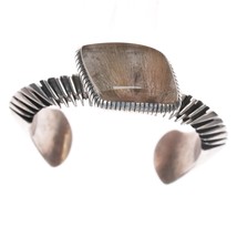 6.25&quot; Isaiah Ortiz San Felipe Modernist silver cuff bracelet rutilated quartz - $985.05