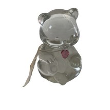 Vintage Fenton Clear Glass Bear October Birthstone Color Heart On Chest With Tag - £12.41 GBP