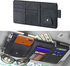 QODOLSI 1 PC Car Sun Visor Storage Bag, 11.41&quot; x 5.9&quot; PU Leather Zipper Style Bu - £36.58 GBP