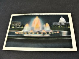 Beautiful Fountain on Capitol Plaza by Night -Washington. D.C.~ 1940s Postcard. - $7.50