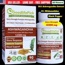 Best Ashwagandha 12300 mg with 5% Withanolides Black Pepper 90 cap Max B... - $16.82