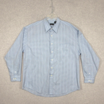 Van Heusen Men&#39;s Button Up Shirt Blue Striped  Long Sleeve 17 17.5 - $7.84