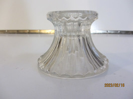 VINTAGE PRESSED GLASS STRIPED RIBBED DESIGN CANDLESTICK HOLDER 3-1/8&quot; TALL - £7.98 GBP