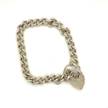 Vintage Sterling Silver Signed ASJ London 1962 Heart Charm Chain Link Br... - £87.04 GBP