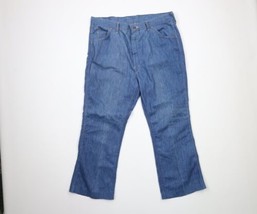 Vtg 70s Streetwear Mens 38x27 Distressed Wide Leg Bell Bottoms Jeans Blu... - $108.85