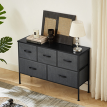 Dresser for Bedroom with 5 Drawers Wide Chest of Drawers Fabric Dresser  - £62.77 GBP