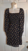 Maje Black Floral Long Sleeve Boho Lined Boat Neck Dress Size 36 (Medium... - £44.04 GBP