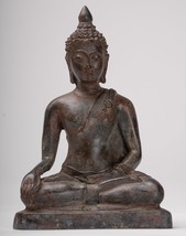 Antico Thai Stile Bronzo Chiang Saen Enlightenment Buddha Statua - 18cm/17.8cm - $226.90