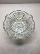 Vintage American Brilliant Crystal Bowl Hobstar Diamond Point Starburst Base - £31.74 GBP