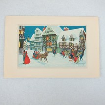 Vintage 1920s Christmas Card Litho Snowy Tudor Village Cameron Wright UNSIGNED - £7.89 GBP