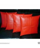 RED Soft Leather Pillow Cover Real Lambskin New Handmade Home Decor Cush... - $699.24 MXN